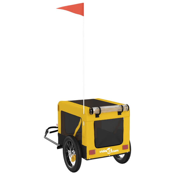 Lemmikinkuljetuskärry polkupyörään keltainen/musta kangas/rauta