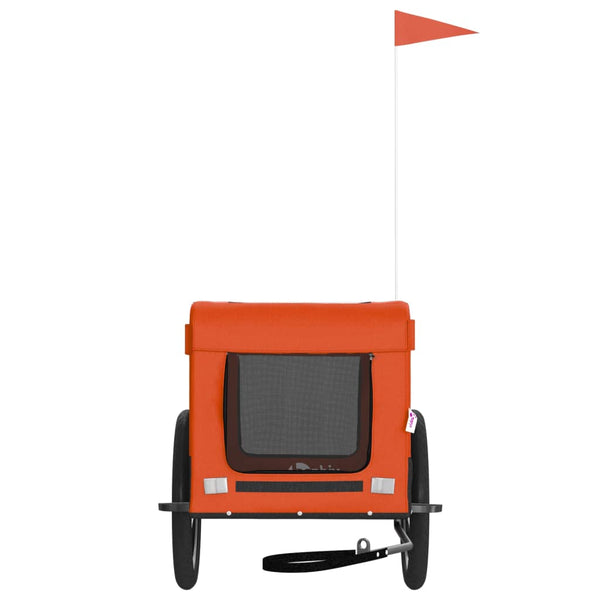 Lemmikinkuljetuskärry pyörään oranssi/musta kangas ja rauta