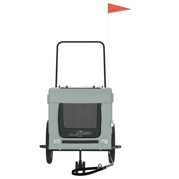 Lemmikinkuljetuskärry polkupyörään harmaa/musta kangas ja rauta