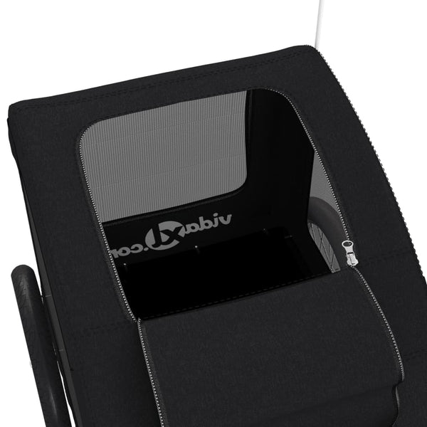 Lemmikinkuljetuskärry polkupyörään musta kangas ja rauta