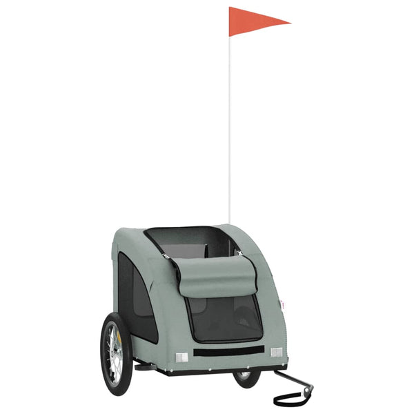 Lemmikinkuljetuskärry pyörään harmaa kangas ja rauta