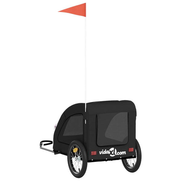 Lemmikinkuljetuskärry polkupyörään musta kangas ja rauta