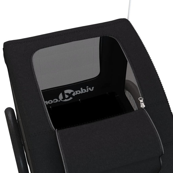 Lemmikinkuljetuskärry polkupyörään musta kangas ja rauta