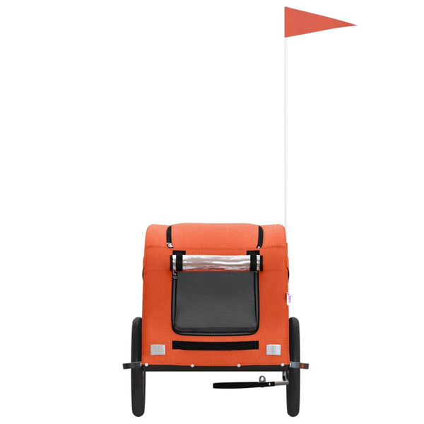 Lemmikinkuljetuskärry pyörään oranssi kangas ja rauta
