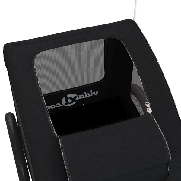 Lemmikinkuljetuskärry polkupyörään musta kangas ja rauta