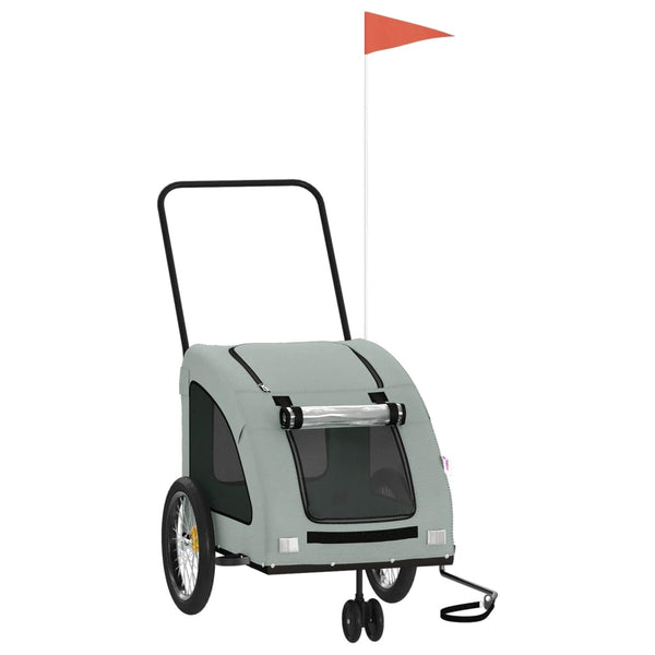 Lemmikinkuljetuskärry pyörään harmaa kangas ja rauta