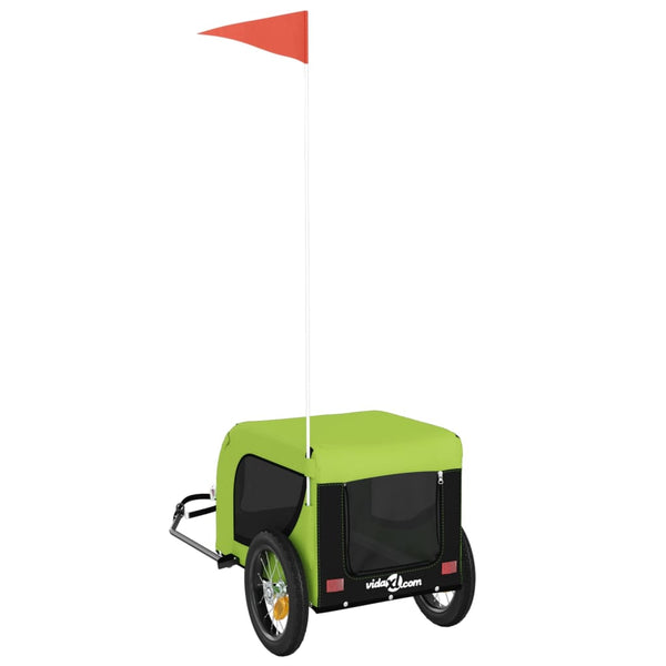 Lemmikinkuljetuskärry polkupyörään vihreä/musta kangas ja rauta