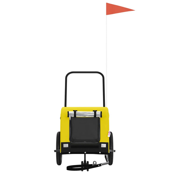 Lemmikinkuljetuskärry polkupyörään kelt./musta kangas ja rauta