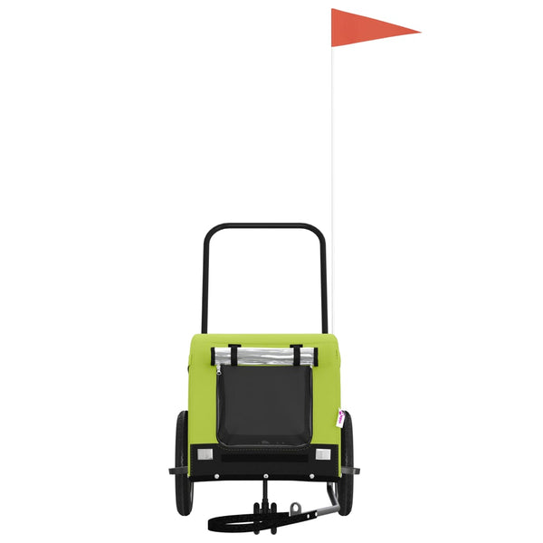 Lemmikinkuljetuskärry polkupyörään vihreä/musta kangas ja rauta