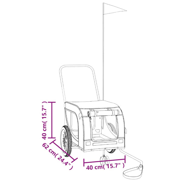 Lemmikinkuljetuskärry polkupyörään vihreä/musta kangas ja rauta