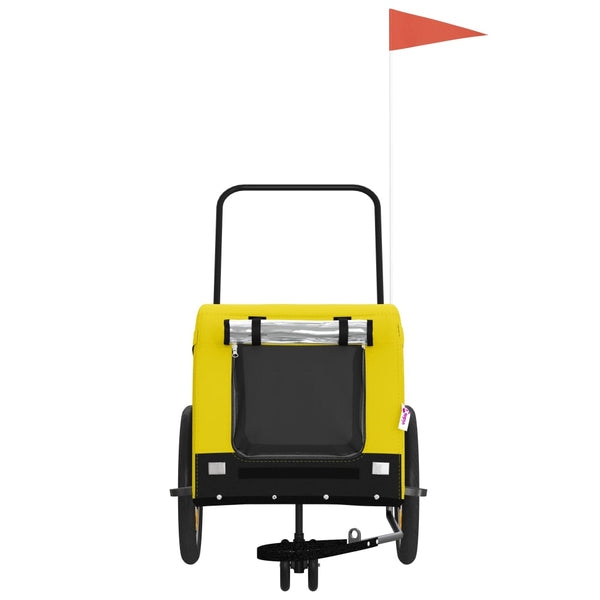 Lemmikinkuljetuskärry polkupyörään kelt./musta kangas ja rauta