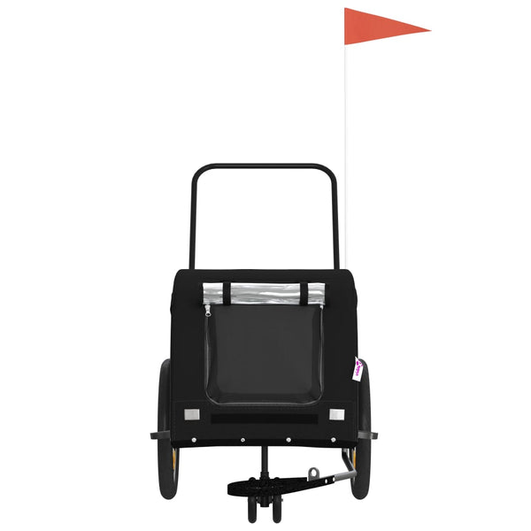 Lemmikinkuljetuskärry polkupyörään musta kangas ja rauta