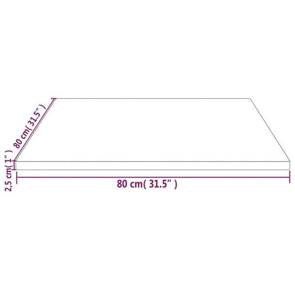 Pöytälevy 80x80x2,5 cm täysi mänty neliö