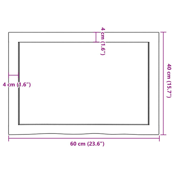 Tummanruskea seinähylly Karlie 60x40x(2-6)cm (käsitelty täystammi)