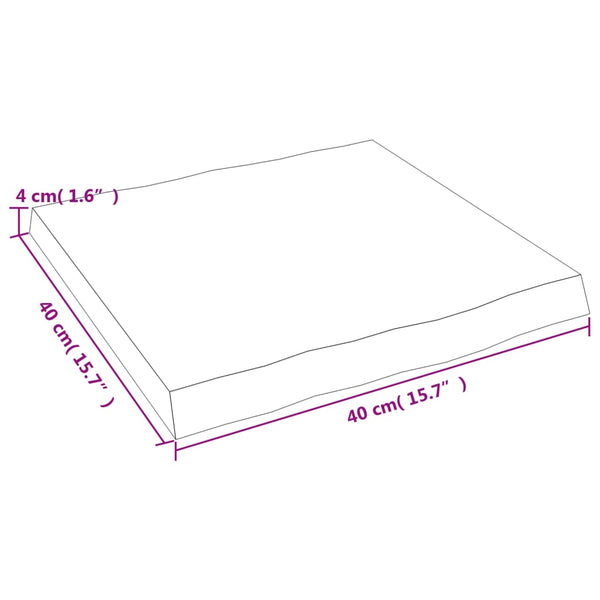 Pöytälevy 40x40x(2-4) cm käsittelemätön täysi puu elävä reuna