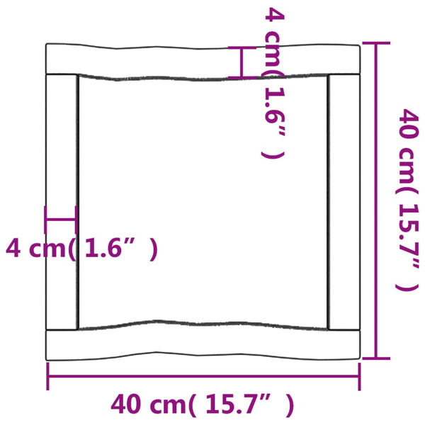 Pöytälevy 40x40x(2-4) cm käsittelemätön täysi puu elävä reuna