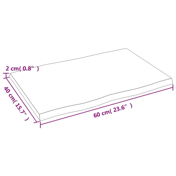 Pöytälevy 60x40x2 cm käsittelemätön täystammi elävä reuna