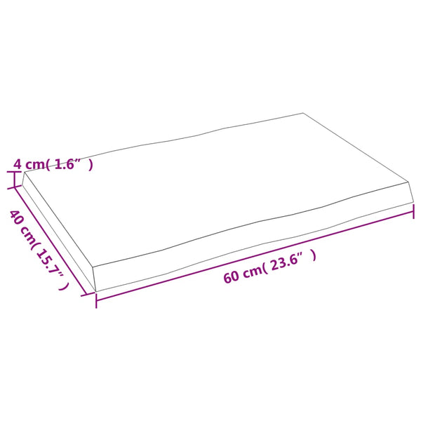 Pöytälevy 60x40x(2-4) cm käsittelemätön täysi puu elävä reuna