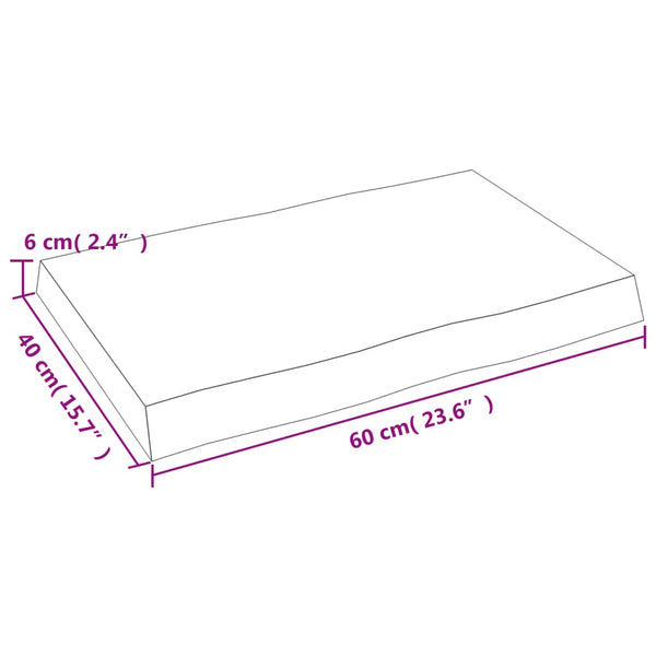 Pöytälevy 60x40x(2-6) cm käsittelemätön täysi puu elävä reuna