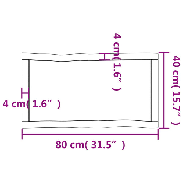 Pöytälevy 80x40x(2-4) cm käsittelemätön täysi puu elävä reuna