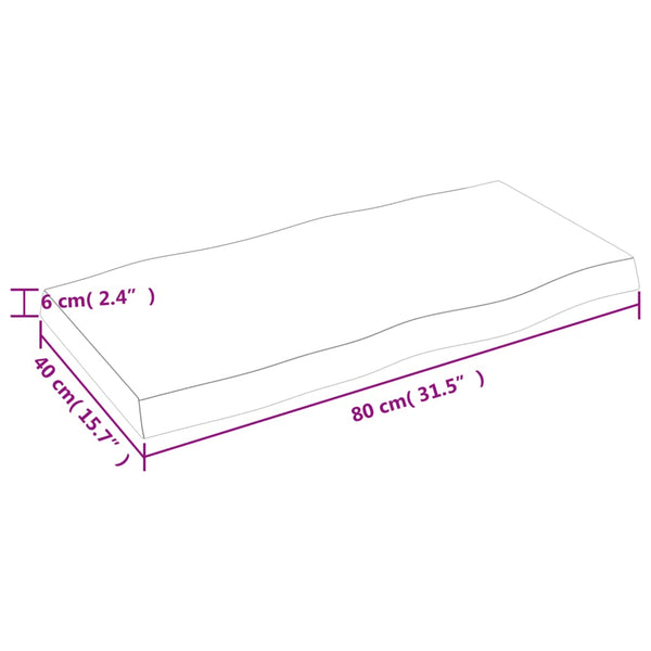 Pöytälevy 80x40x(2-6) cm käsittelemätön täysi puu elävä reuna