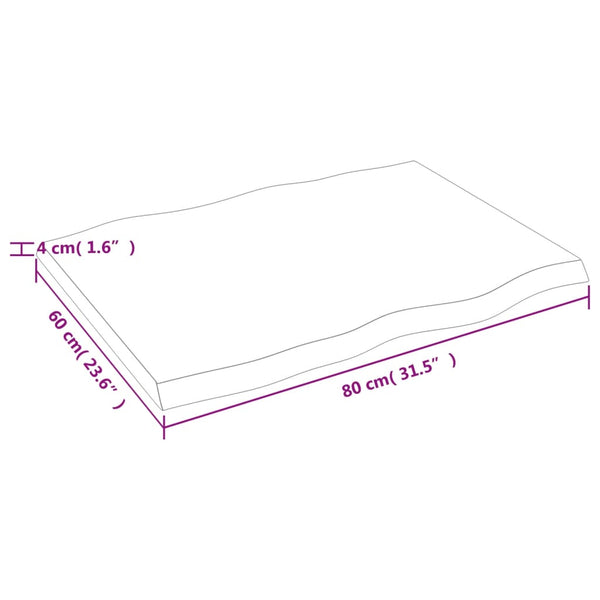 Pöytälevy 80x60x(2-4) cm käsittelemätön täysi puu elävä reuna