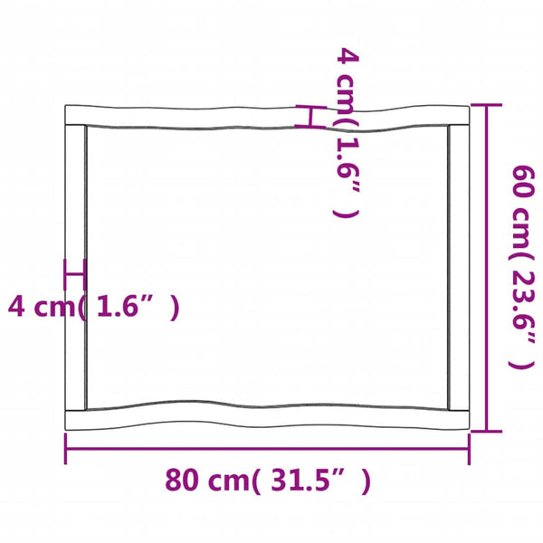 Pöytälevy 80x60x(2-4) cm käsittelemätön täysi puu elävä reuna