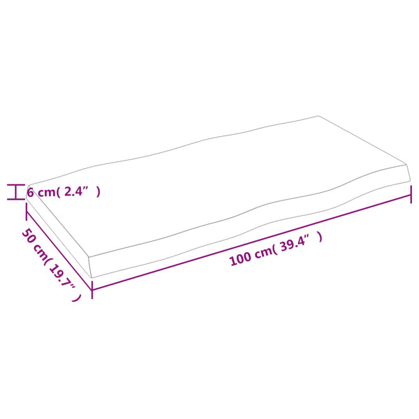 Pöytälevy 100x50x(2-6) cm käsittelemätön täysi puu elävä reuna