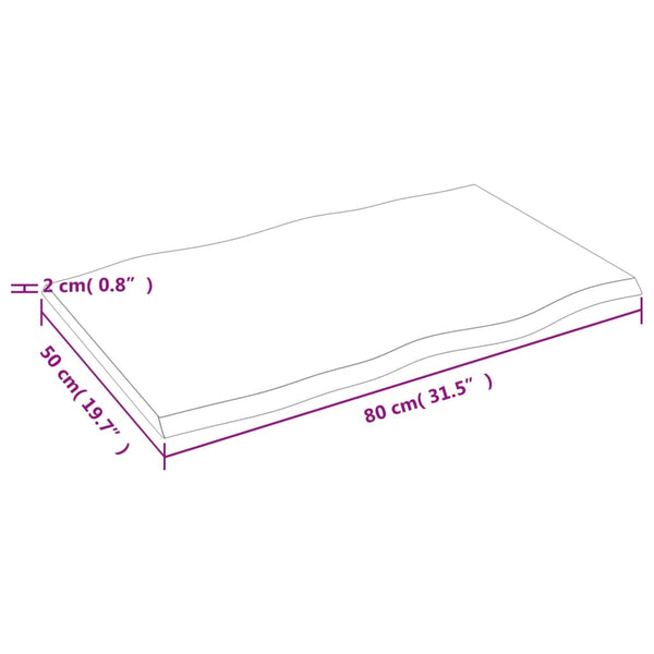 Pöytälevy v.ruskea 80x50x2 cm käsitelty täystammi elävä reuna