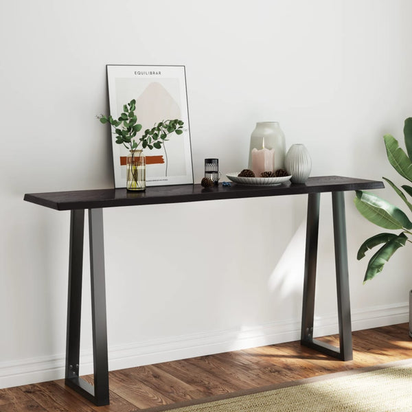 Pöytälevy t.ruskea 160x40x(2-4) cm täysi puu elävä reuna