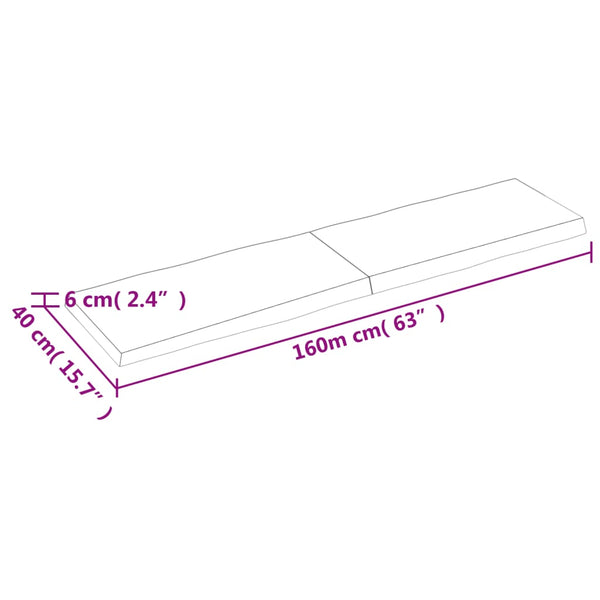 Pöytälevy ruskea 160x40x(2-6)cm käsitelty täystammi elävä reuna