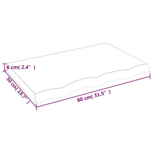Käsittelemätön pöytälevy Tatjana 80x50x(2-6)cm (täystammi)