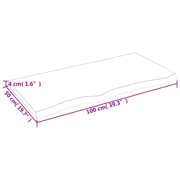 Pöytälevy 100x50x(2-4) cm käsittelemätön täystammi