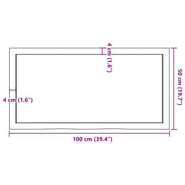 Käsittelemätön pöytälevy Tatjana 100x50x(2-6)cm (täystammi)