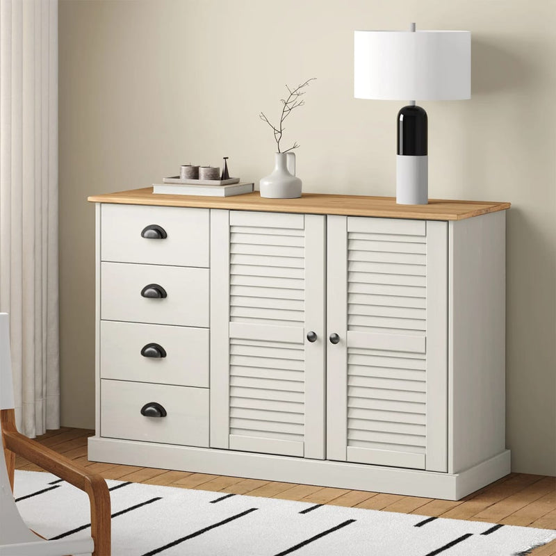 Senkki laatikoilla VIGO 113x40x75 cm valkoinen täysi mänty