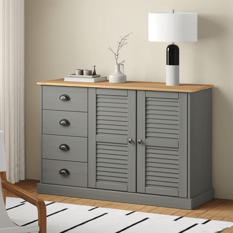 Senkki laatikoilla VIGO 113x40x75 cm harmaa täysi mänty