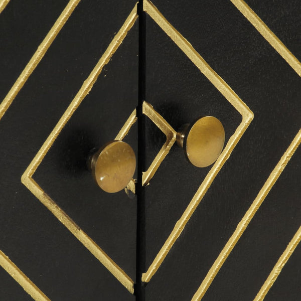 Senkki musta ja kulta 110x30x75 cm täysi mangopuu