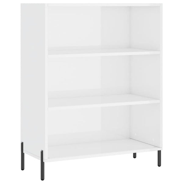 Hyllykaappi korkeakiilto valkoinen 69,5x32,5x90 cm tekninen puu