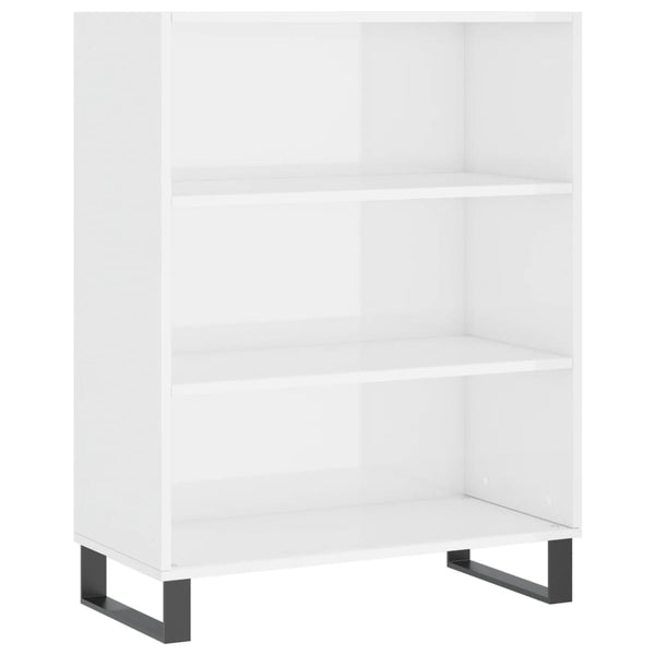 Hyllykaappi korkeakiilto valkoinen 69,5x32,5x90 cm tekninen puu