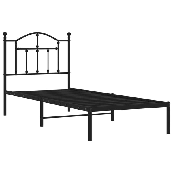 Musta metallinen sängynrunko päädyllä Crezantema 80x200cm