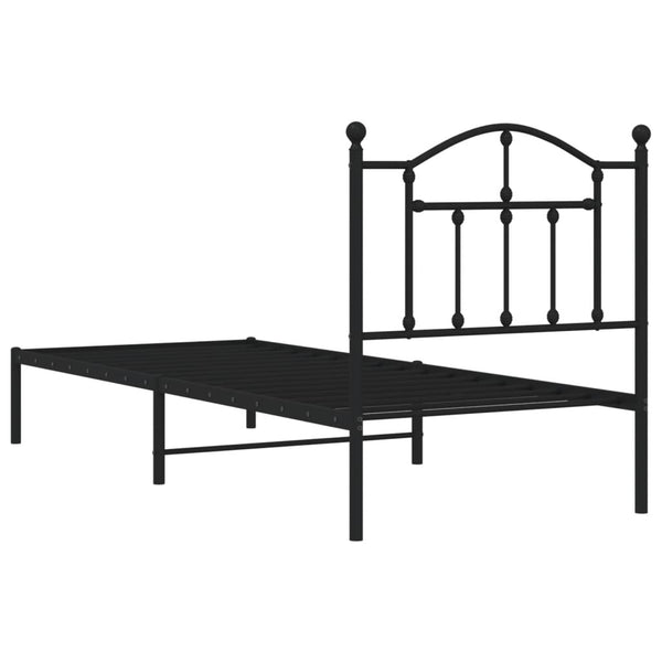 Musta metallinen sängynrunko päädyllä Crezantema 80x200cm