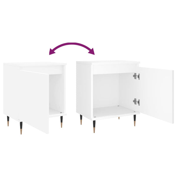 Yöpöydät 2 kpl valkoinen 40x30x50 cm tekninen puu