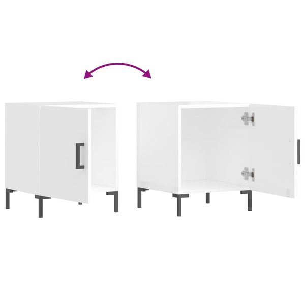 Yöpöydät 2 kpl korkeakiilto valkoinen 40x40x50 cm tekninen puu