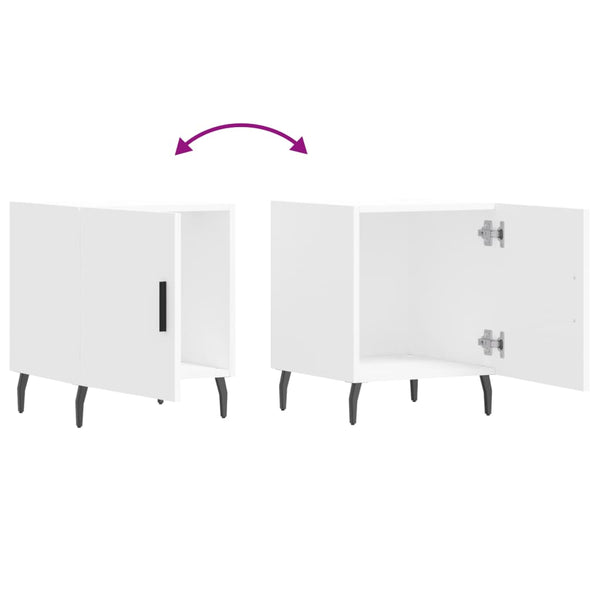 Yöpöydät 2 kpl valkoinen 40x40x50 cm tekninen puu