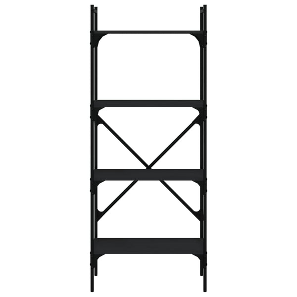 Kirjahylly 4 kerrosta musta 56x31,5x138,5 cm tekninen puu