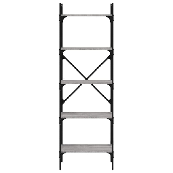 Kirjahylly 5 kerrosta harmaa Sonoma 56x31,5x174 cm tekninen puu