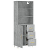 Kaappi betoninharmaa 69,5x34x180 cm tekninen puu