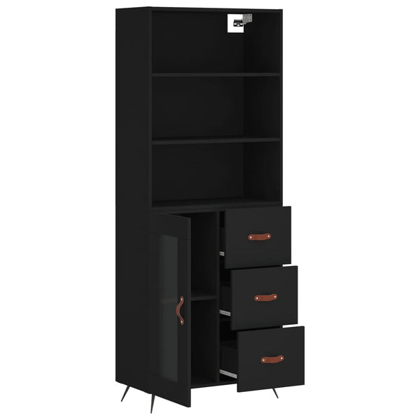 Kaappi musta 69,5x34x180 cm tekninen puu