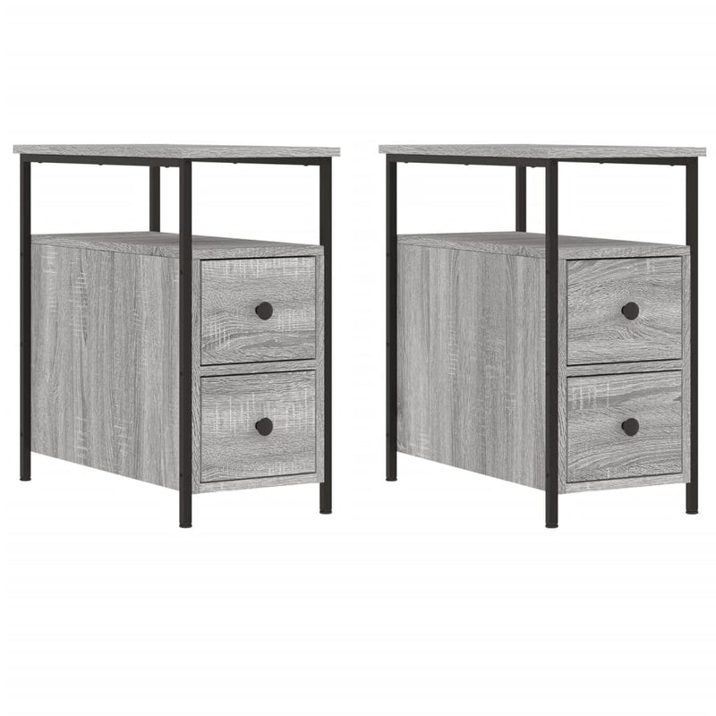 Harmaa yöpöydät Gertrut 30x60x60cm (2 kpl puinen)