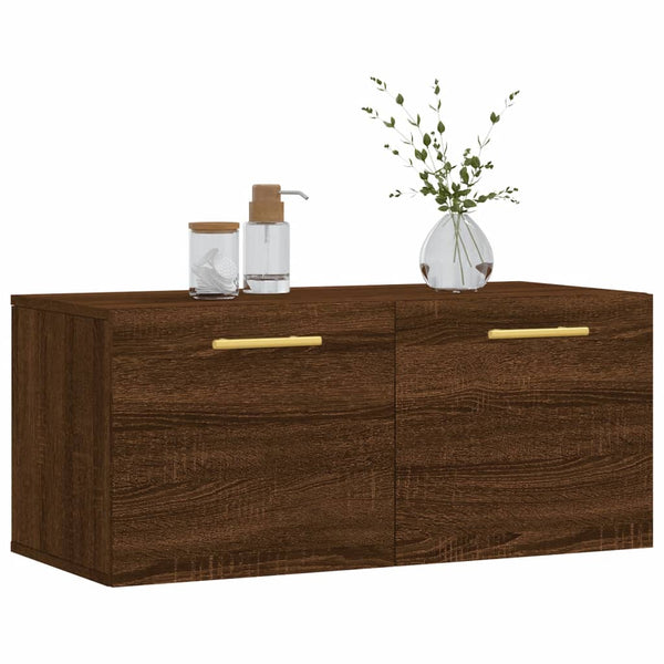 Seinäkaappi ruskea tammi 80x36,5x35 cm tekninen puu